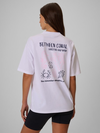 Damski t-shirt z nadrukiem 4F 4FRSS26TTSHF4022 - biały