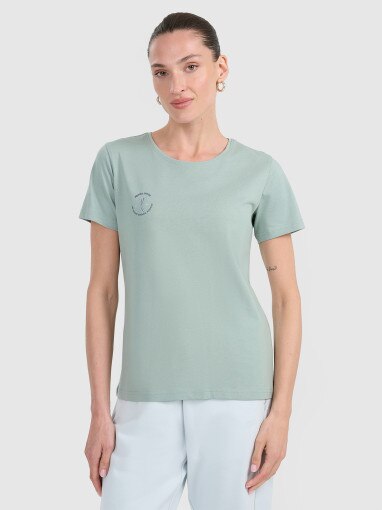 4F Damski tshirt z nadrukiem 4F 4FWAW25TTSHF2713  zielony Zielony