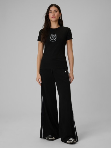 Damski t-shirt z nadrukiem 4F 4FWSS26TTSHF2723 - czarny