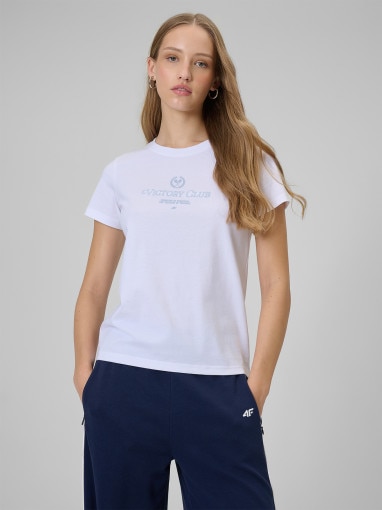  4F Damski tshirt z nadrukiem 4F 4FWSS26TTSHF2724  biały Biały