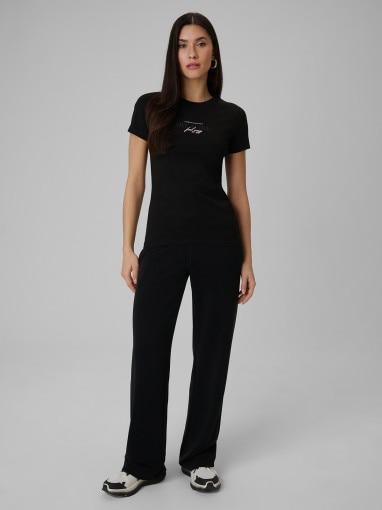 Damski t-shirt z nadrukiem 4F 4FWSS26TTSHF2742 - czarny