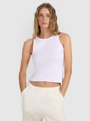 4F Damski top basic 4F 4FWMM00TSLEF132  biały Biały