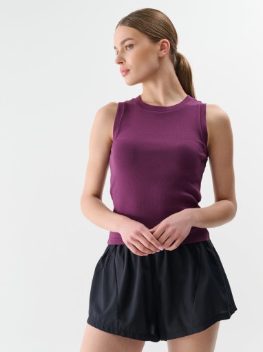 4F Damski top basic 4F 4FWMM00TSLEF132  fioletowy Fioletowy