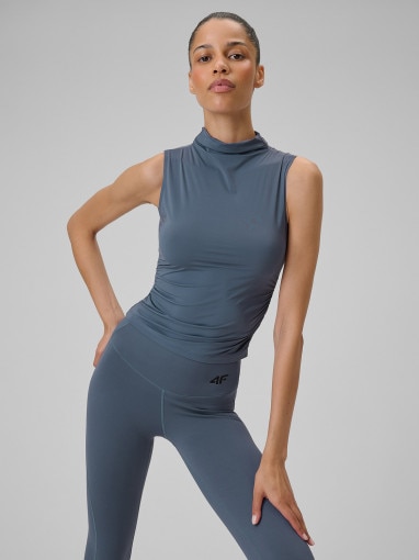  4F Damski top do jogi 4F 4FWSS26TFSLF0885  denim Denim