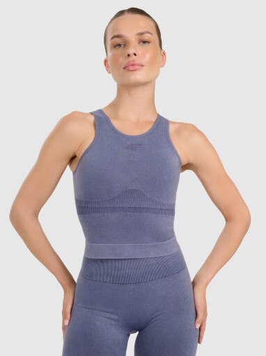 4F Damski top do jogi i pilatesu 4f 4FWAW25TFSLF578 granatowy Niebieski