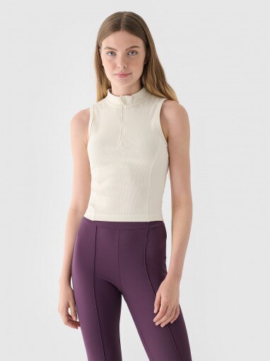  4F Damski top slim basic 4F 4FRAW24TSLEF182  biały Biały
