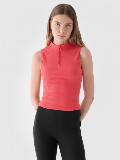  4F Damski top slim basic 4F 4FRAW24TSLEF182  czerwony Czerwony