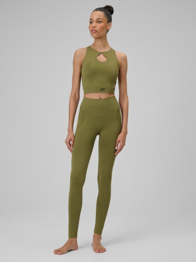 4F Damskie legginsy do jogi 4F 4FWSS26TFTIF406  zielone Zielony