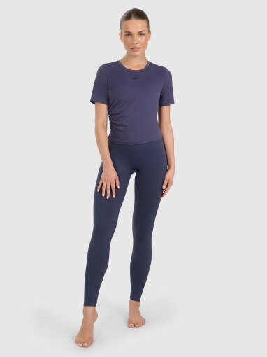4F Damskie legginsy do jogi i pilatesu 4F 4FRAW25TFTIF451 granatowe Granatowy