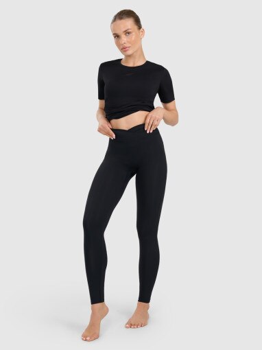 4F Damskie legginsy do jogi i pilatesu 4F 4FWAW25TFTIF369  czarne Czarny