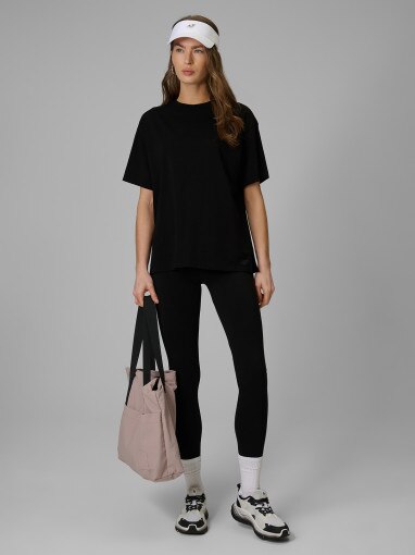  4F Damskie legginsy dzianinowe 4F 4FRAW25TTIGF321  czarne Czarny