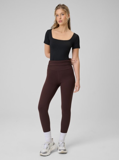  4F Damskie legginsy dzianinowe 4F 4FRSS26TTIGF324  brązowe Ciemny brązowy