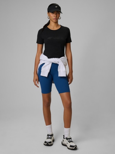  4F Damskie legginsy kolarki dzianinowe 4F 4FWSS26TSTIF017  turkusowe Turkusowy