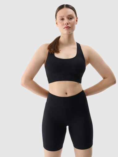 4F Damskie legginsy kolarki treningowe 4F 4FRSS25TFSTF022 czarne Czarny