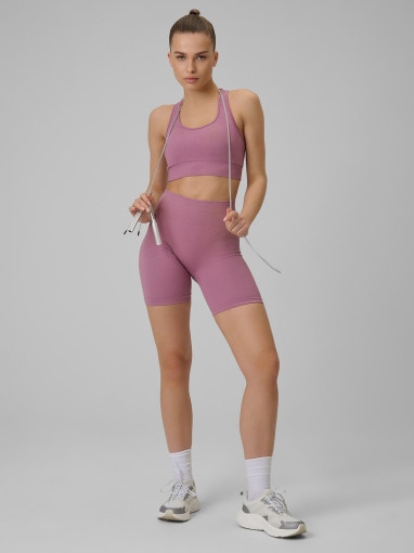  4F Damskie legginsy kolarki treningowe 4F 4FWSS26TFSTF087  różowe Różowy