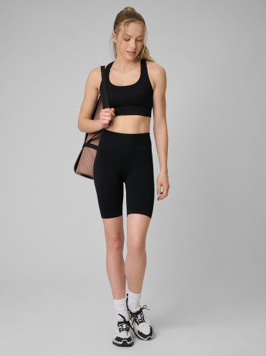  4F Damskie legginsy kolarki treningowe 4F 4FWSS26TFSTF109  czarne Czarny