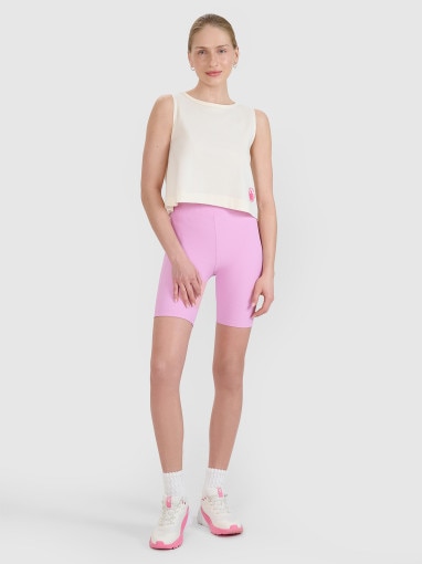 4F Damskie legginsy krótkie basic 4F 4FRSS25TSTIF020  różowe Różowy