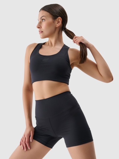4F Damskie legginsy krótkie treningowe 4F 4FRSS25TFSTF021  czarne Czarny