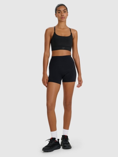 4F Damskie legginsy krótkie treningowe 4F 4FWMM00TFSTF081  czarne Czarny