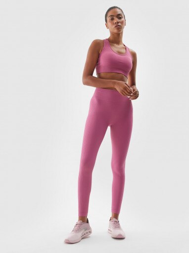 4F Damskie legginsy treningowe 4F 4FWAW24TFTIF278  różowe Różowy