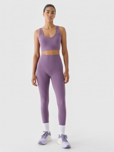 4F Damskie legginsy treningowe 4F 4FWAW24TFTIF317  fioletowe Fioletowy