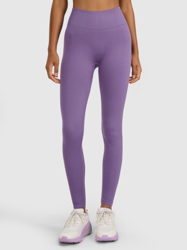 Damskie legginsy treningowe 4F 4FWAW25TFTIF359 - fioletowe