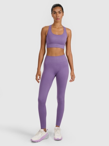 4F Damskie legginsy treningowe 4F 4FWAW25TFTIF359  fioletowe Fioletowy