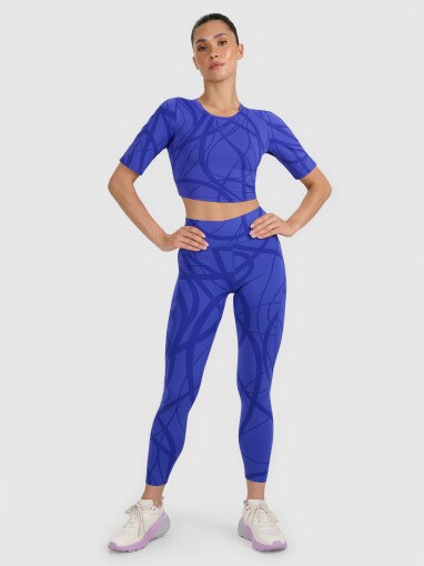 4F Damskie legginsy treningowe 4F 4FWAW25TFTIF365  niebieskie Niebieski