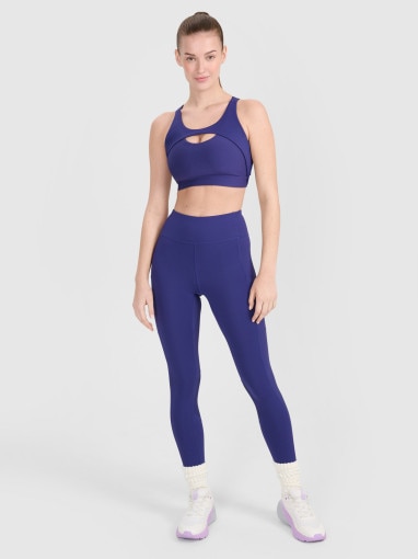 4F Damskie legginsy treningowe 4F 4FWSS25TFTIF304  granatowe Granatowy