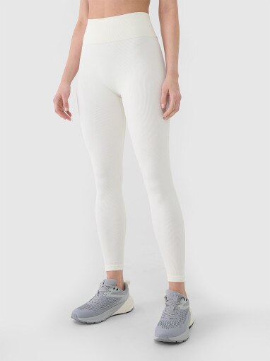 Damskie legginsy treningowe 4F 4FWSS25TFTIF380 - białe