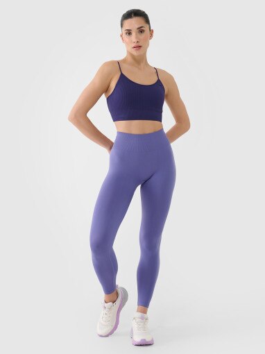4F Damskie legginsy treningowe 4F 4FWSS25TFTIF380  fioletowe Fioletowy