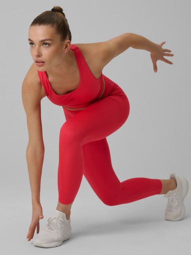  4F Damskie legginsy treningowe 4F 4FWSS26TFTIF418  czerwone Czerwony