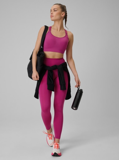  4F Damskie legginsy treningowe 4F 4FWSS26TFTIF418  różowe Różowy