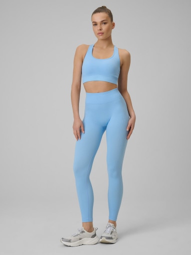  4F Damskie legginsy treningowe 4F 4FWSS26TFTIF420  niebieskie Niebieski