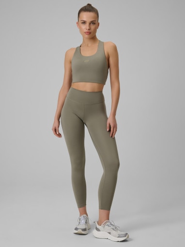  4F Damskie legginsy treningowe 4F 4FWSS26TFTIF458  khaki Khaki