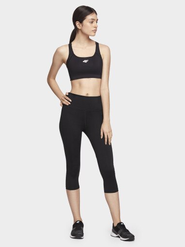  4F Damskie legginsy treningowe 4F NOSH4SPDF002  czarne Głęboka czerń