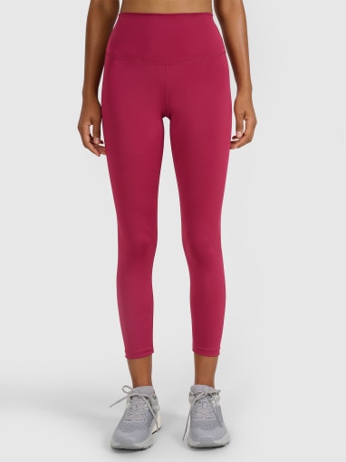 Damskie legginsy treningowe 7/8 4F 4FWAW25TFTIF361 - czerwone