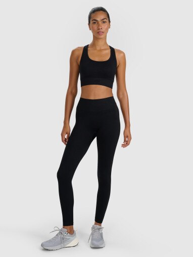 4F Damskie legginsy treningowe bezszwowe 4F 4FWMM00TFTIF414 czarne Czarny