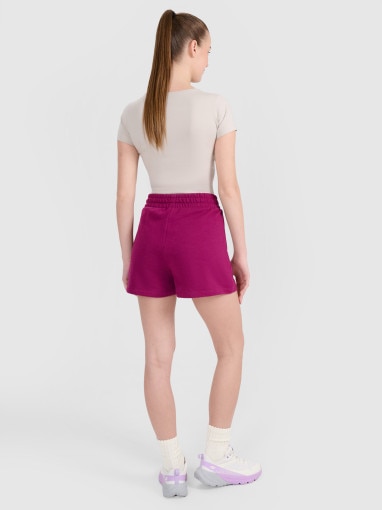 Damskie spodenki dresowe czarne 4F 4FWMM00TSHOF704 - fioletowe