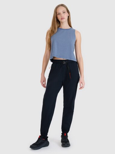 4F Damskie spodnie casual 4F 4FWSS25TTROF1002  czarne Czarny