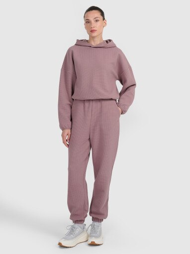  4F Damskie spodnie dresowe 4F 4FWAW25TTROF1184  brązowe Brązowy