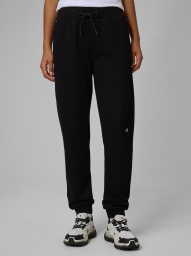 Damskie spodnie dresowe joggery 4F 4FWSS26TTROF1412 - czarne