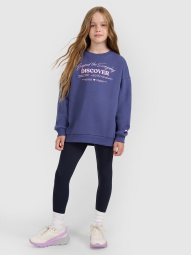 4F JUNIOR Dziewczęce legginsy dzianinowe 4F 4FJRAW25TTIGF291 granatowe Granatowy