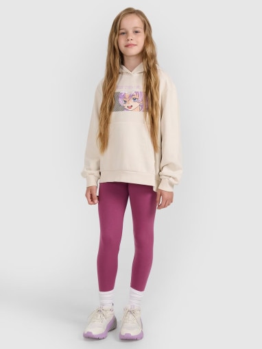 4F JUNIOR Dziewczęce legginsy dzianinowe 4F 4FJRAW25TTIGF291 fioletowe Fioletowy