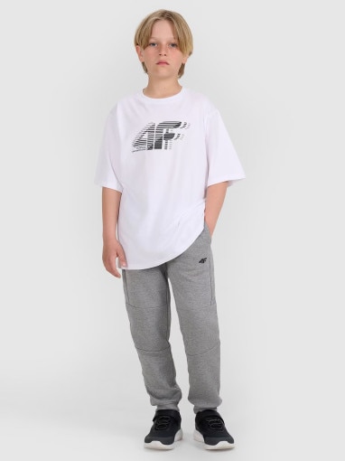4F JUNIOR Chłopięce spodnie dresowe joggery 4F 4FJRAW25TTROM1578  szare Szary