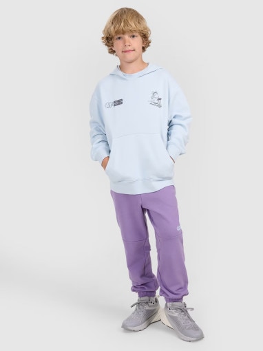 4F JUNIOR Chłopięce spodnie dresowe joggery 4F 4FJRAW25TTROM1605  fioletowe Fioletowy