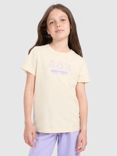 4F JUNIOR Dziewczęcy tshirt z nadrukiem 4F 4FJRAW25TTSHF3198  żółty żółty