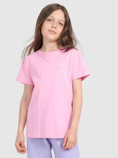 4F JUNIOR Dziewczęcy tshirt z nadrukiem 4F 4FJRAW25TTSHF3199  różowy Różowy