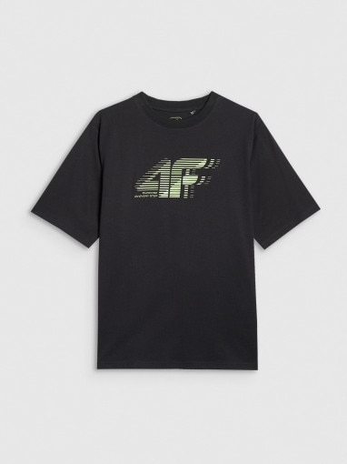 4F JUNIOR Chłopięcy tshirt z nadrukiem 4F 4FJRAW25TTSHM3165  czarny Czarny
