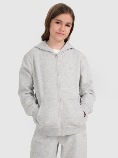 4F JUNIOR Dziewczęca bluza rozpinana z kapturem 4F 4FJRMM00TSWSF2464  szary Szary